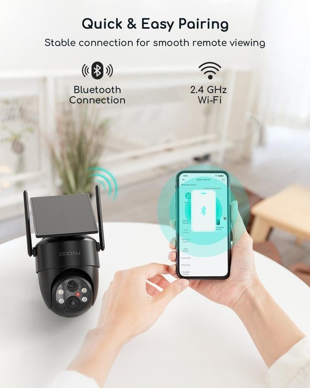 COOAU 2K 360° Solar Security Cameras Wireless Outdoor, AI smart Detection,IP66 gallery