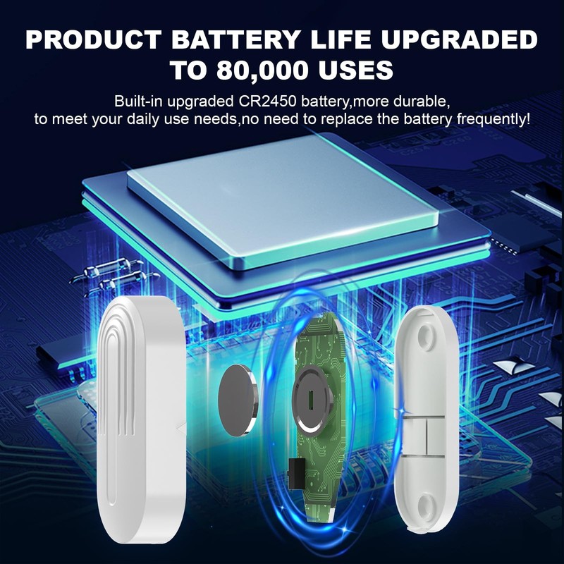 Wireless Door Chime Alarm System - 800ft Range, 20 Melodies, 5 Volume Levels, LE gallery