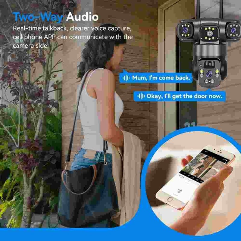 3 Lens HD 9MP WiFi Solar Camera Wireless Outdoor CCTV PTZ Home Security IR Cam gallery