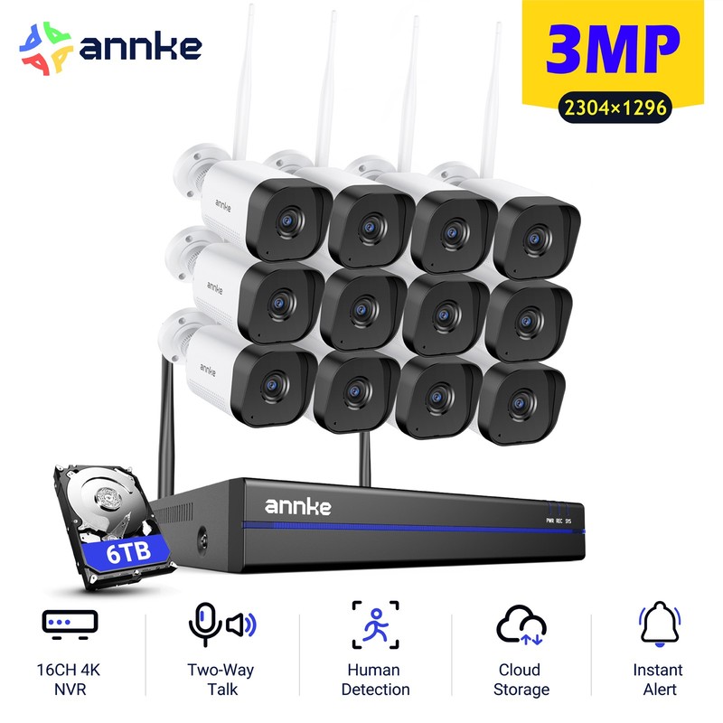 ANNKE 16CH 4K NVR 3MP Wireless Security Camera System Two Way Audio AI Detection gallery
