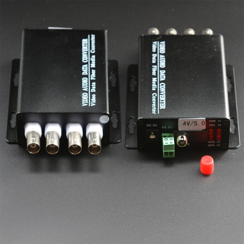 4 Channel Video Fiber Optical Converter RS485 Camera Surveillance CCTV 1 Pair