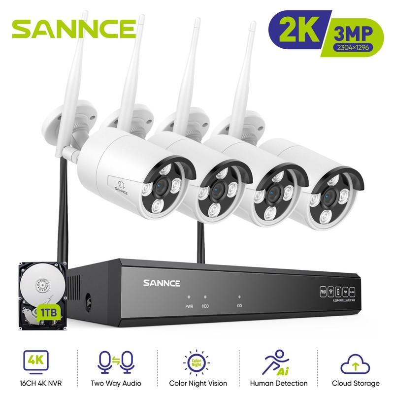 SANNCE 16CH 4K NVR 3MP Wireless Color Security Camera System Two Way Audio 1TB gallery