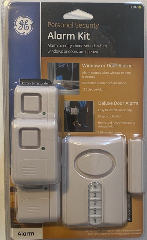 GE Personal Security Alarm Kit #51107 – Window or Door Alarm – New