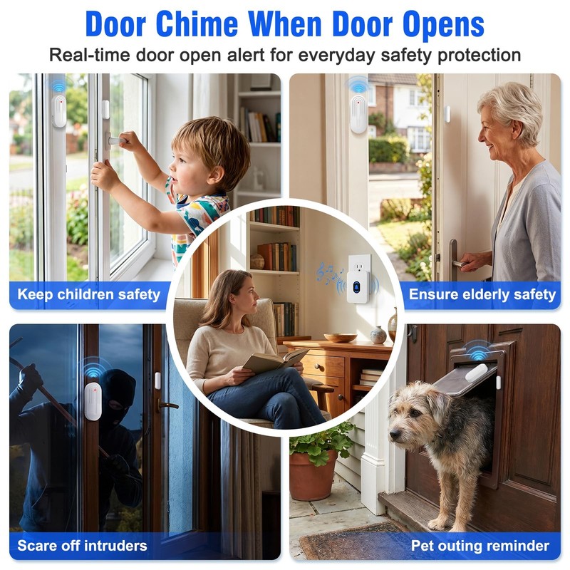 Daytech Wireless Door Chime Alarm System 800ft Range, 20 Melodies, 5 Volume ... gallery