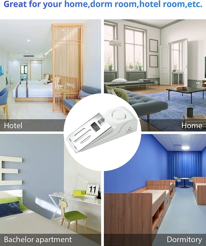 New Door Stop Alarm & Portable Security Door Lock Set for Travel Hotel Room Home gallery