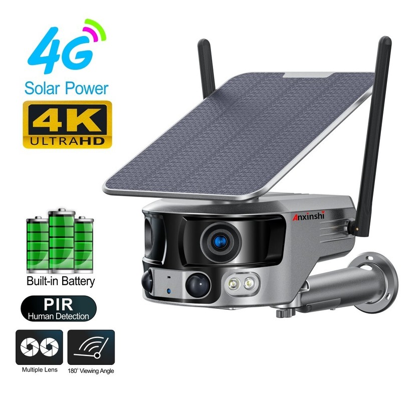 4K 8MP 180° Ultra Wide View Angle 4G Solar Security Camera Outdoor WIFI