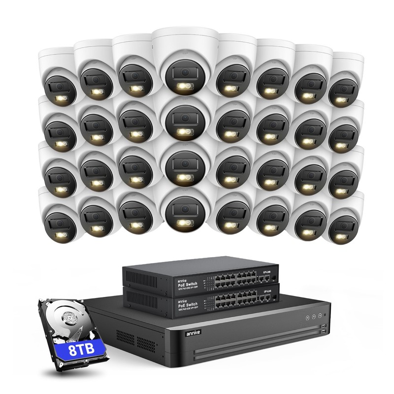 ANNKE 12MP Color Night Vision POE Security Camera System 32CH NVR AI Detection gallery