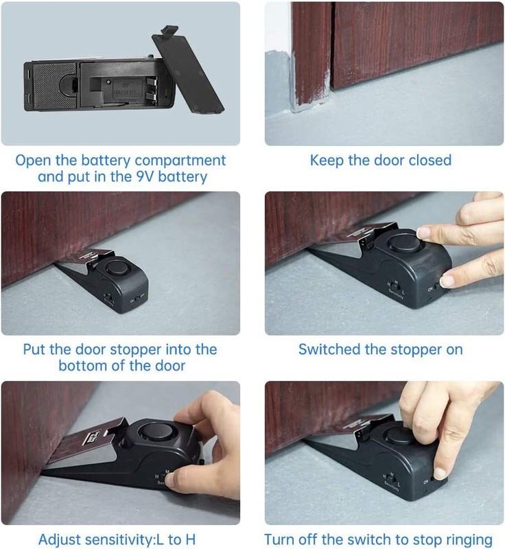 2 Pack Security Door Stop Alarm 120DB Hotel Home Portable Security Safety Tools gallery