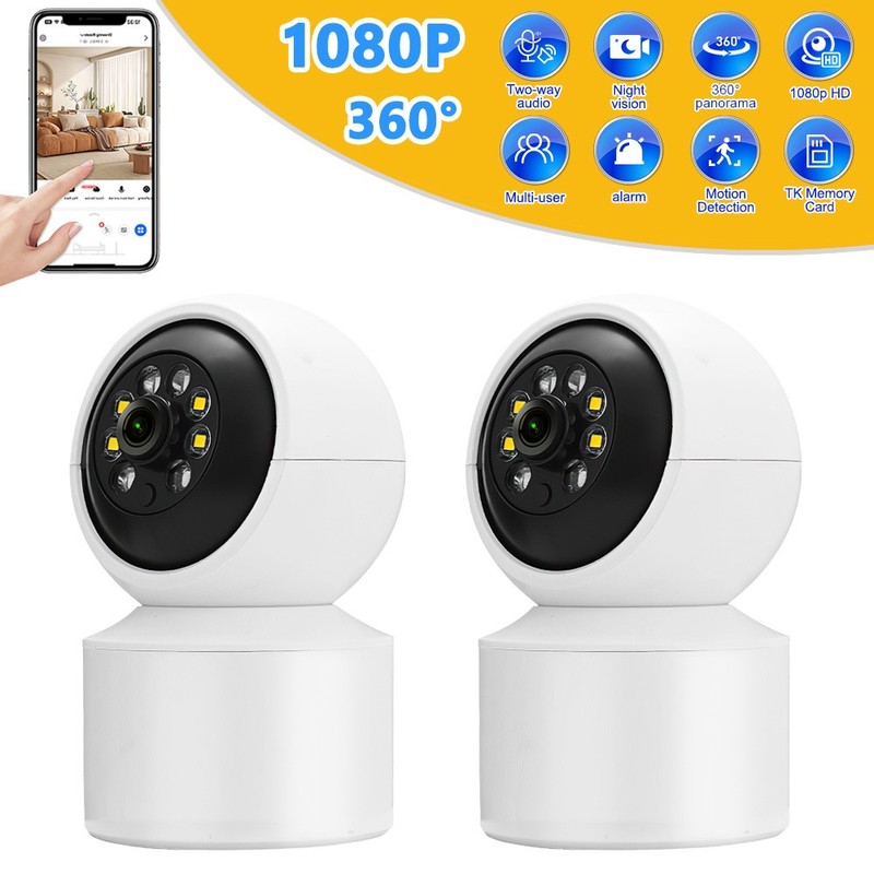 2x Camaras De Seguridad WIFI Casa Interior Inalambrica Con Vision Nocturna 1080P