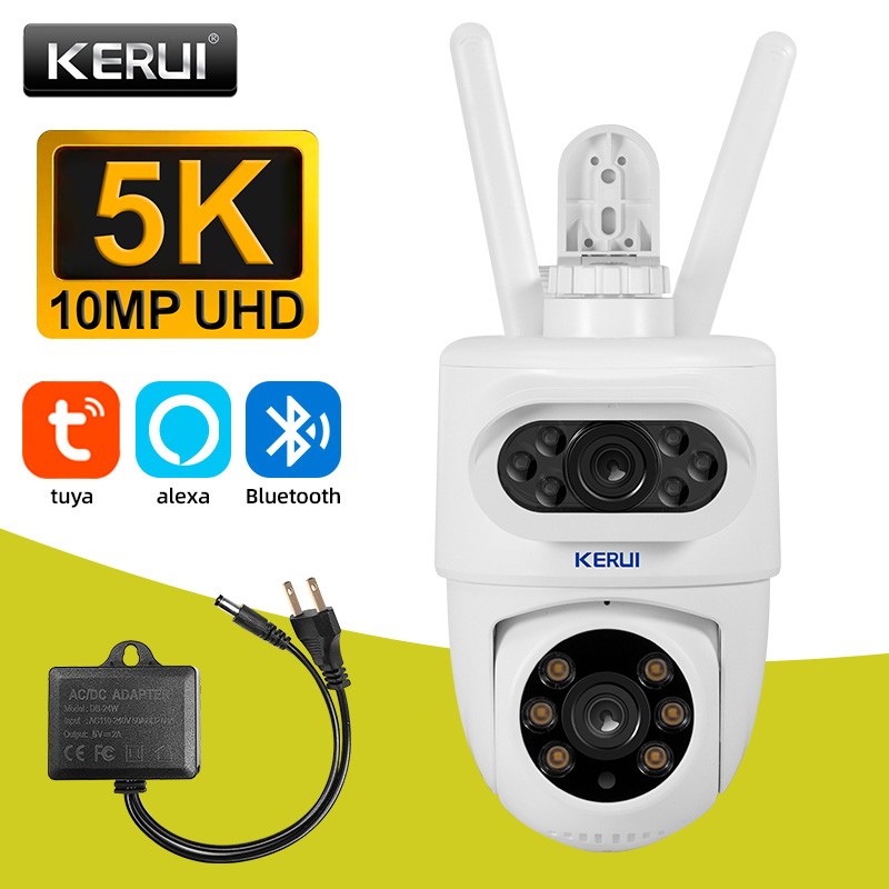 Dual Lens Security Camera TUYA APP WiFi IP PTZ Home 10MP HD Outdoor CCTV Cam