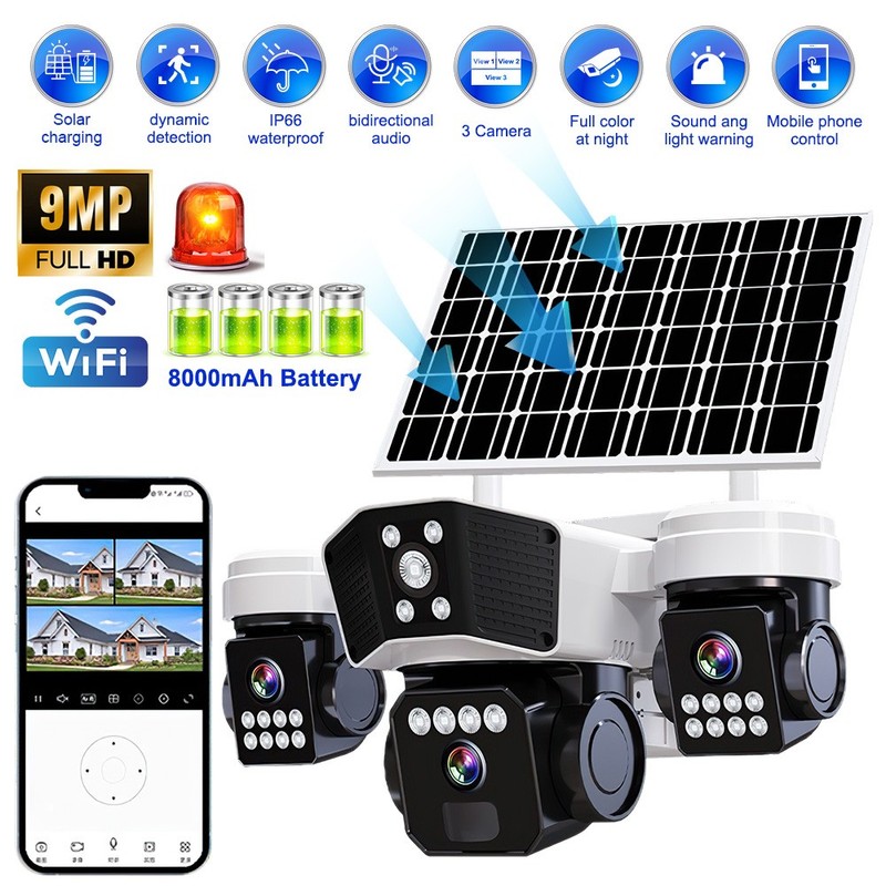 4PCS Solar Battery Powered Wireless WiFi Outdoor Pan/Tilt Home Security Camera gallery
