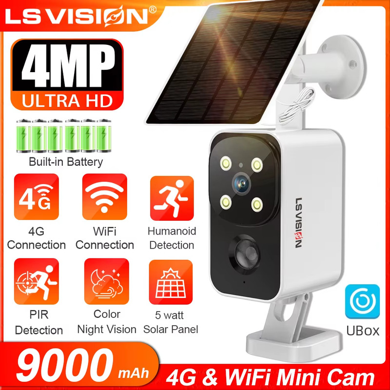 4G/WiFi Solar Security Battery Camera 2K Wireless Outdoor Battery Powered Cam Co