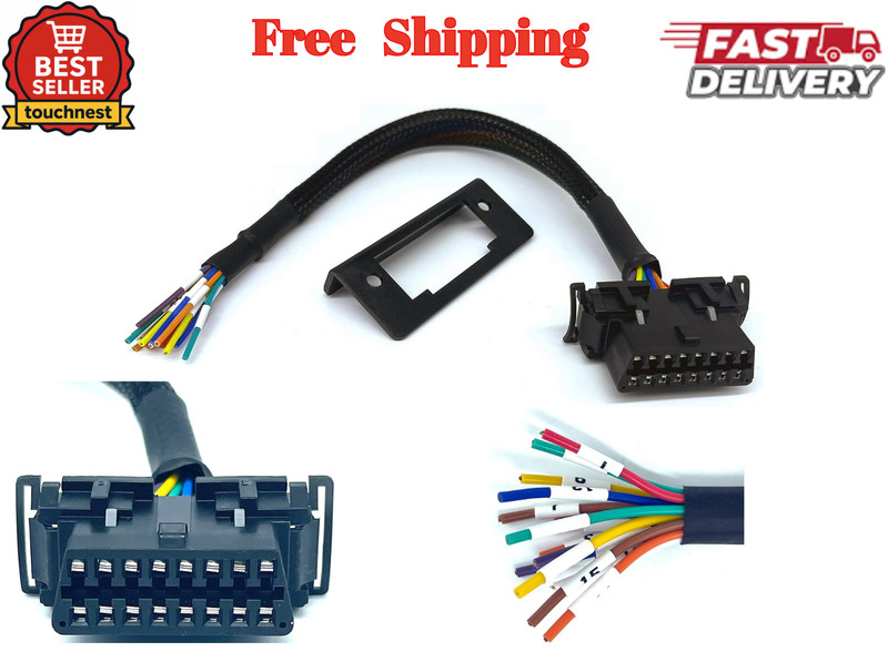 OBD2 J1962 Female to Open Pigtail Cable Bracket Obdii Port Replacement Cable