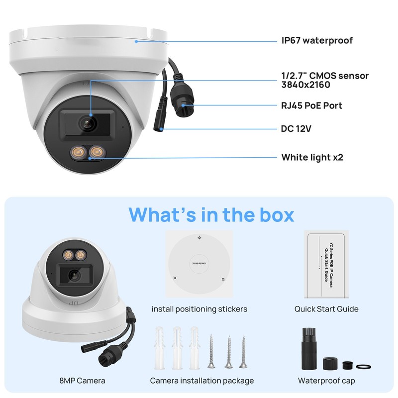 VIKYLIN 8CH NVR CCTV System 24h Full Color Mini/Turret POE 8MP IP Camera MIC Lot gallery