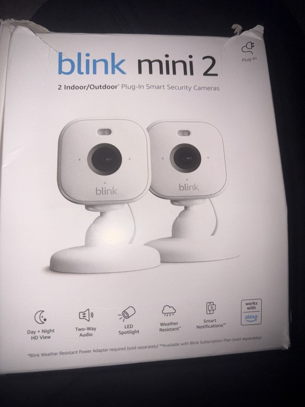 Blink Mini 2 Indoor/Outdoor Plug-In Wireless Security Cameras 2-Pack Alexa