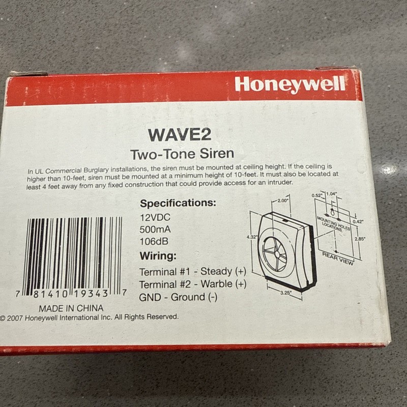 Honeywell Wave 2 Two-Tone Security System Alarm Siren (New in Box)