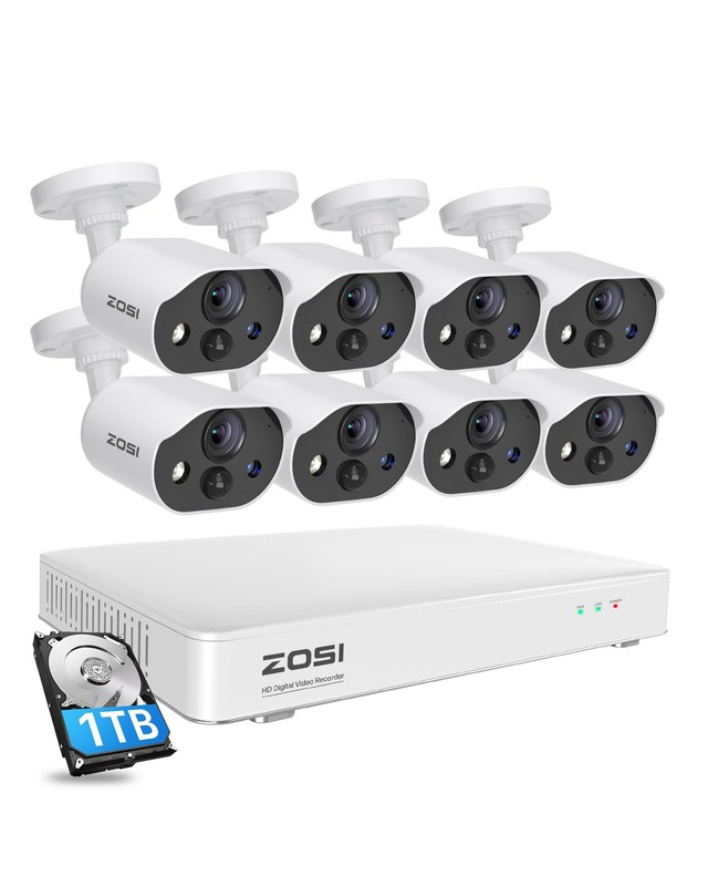 C303 8CH Home Security Camera System with Audio, Person Vehicle Detection, Ni…