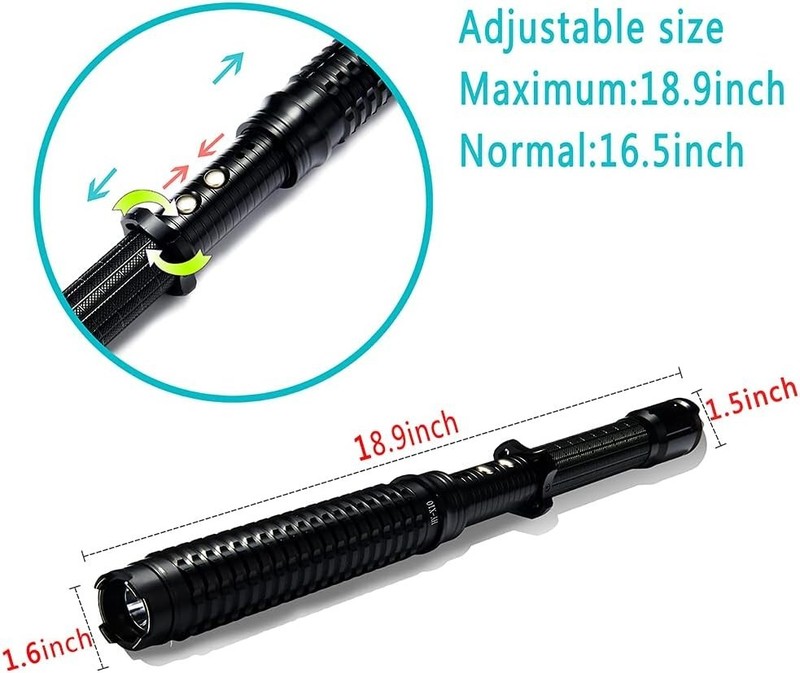 All-in-One Black Metal Stun Gun 18.9" - 80M Volts, LED Flashlight, Self-Defense gallery