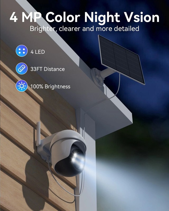 Solar Battery Powered WiFi IP Security Camera System Outdoor Wireless Home 64GB gallery