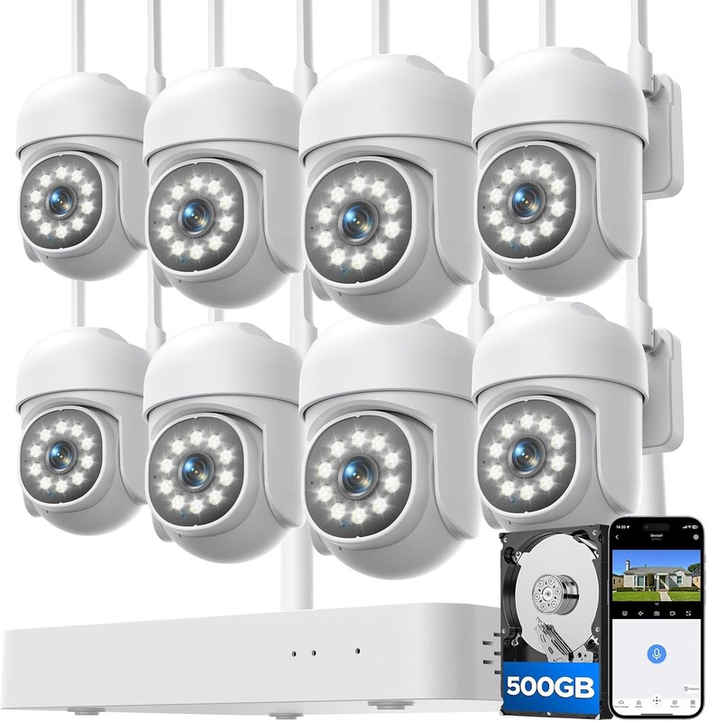 Wireless PTZ Security Camera System 5G WiFi Camera 4K 10CH NVR 24/7 Surveillance