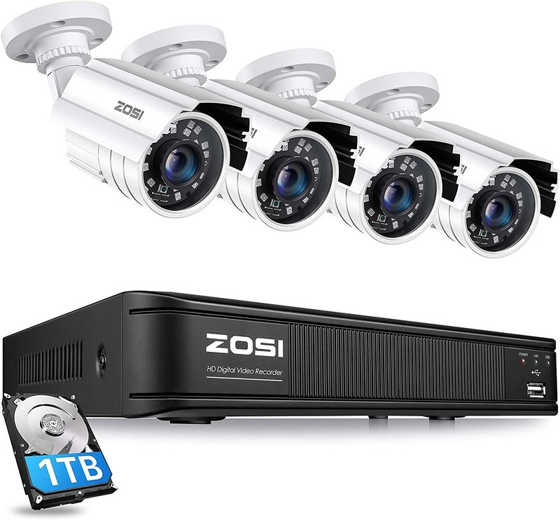 ZOSI 8CH 1080p DVR Security Bullet Camera Home Outdoor System 1TB Hard drive