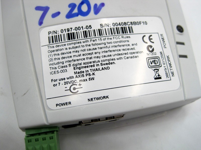 AXIS 210 NETWORK CAMERA W/Power supply gallery