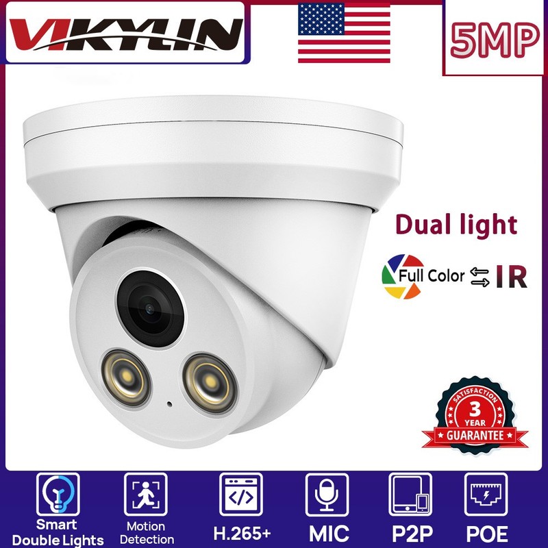 VIKYLIN 8CH 8POE NVR Systems Turret Dual light Color+IR 5MP IP CAMERA MIC Lot US gallery