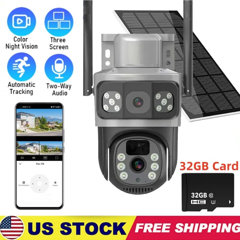 9MP WiFi Solar Battery Camera Wireless Outdoor CCTV 4K Security Camera USA