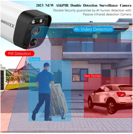 OOSSXX Wireless Security Cameras System 6 + 2pcs 2K 3.0MP solar cameras gallery