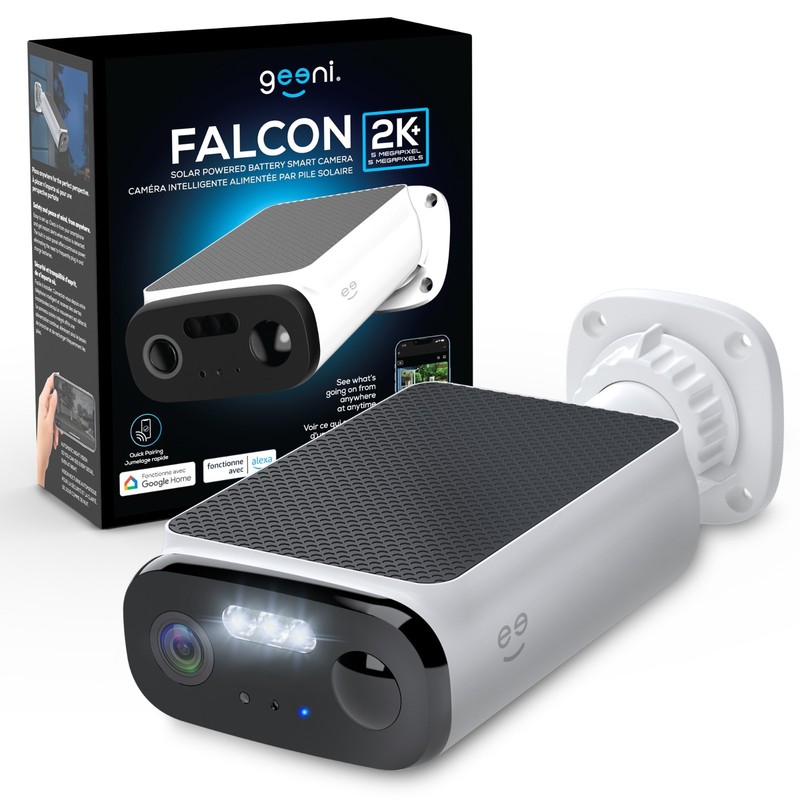 Geeni Falcon Solar Wireless Security Camera 5MP 2K+ Color Night Vision WiFi