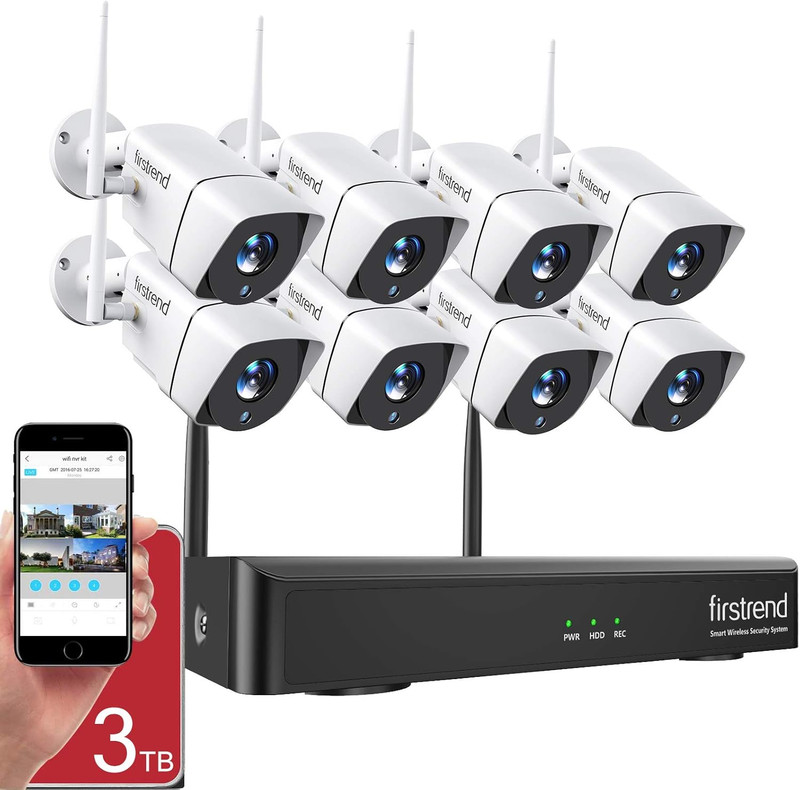 1080P Wireless Security Camera System, 8CH Wireless NVR System with 8 Pcs 1080P