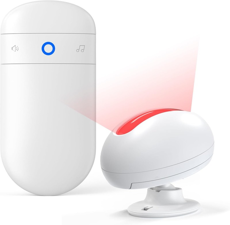 Wireless Motion Sensor Doorbell -Indoor 1 Receiver 1 Sensor, White