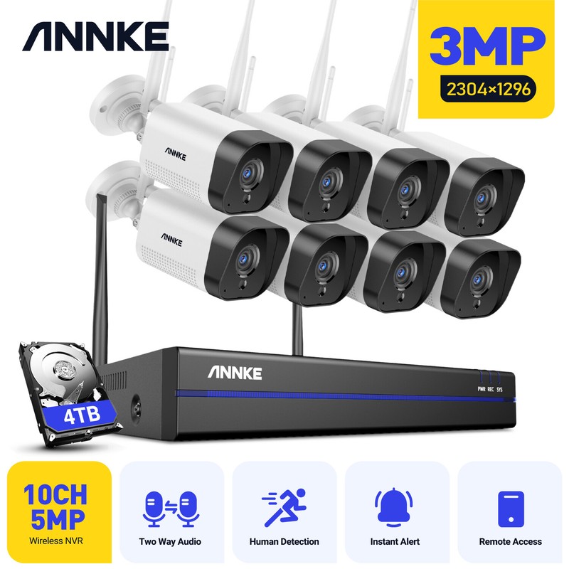ANNKE Wireless 8CH 5MP NVR 3MP Two Way Audio WiFi CCTV Security IP Camera System