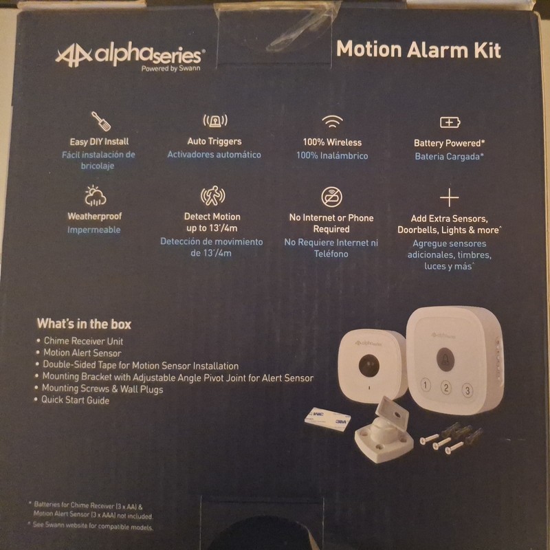Swann Alpha Series Wireless Motion Sensor Unit & Chime. Easy Installation Both gallery