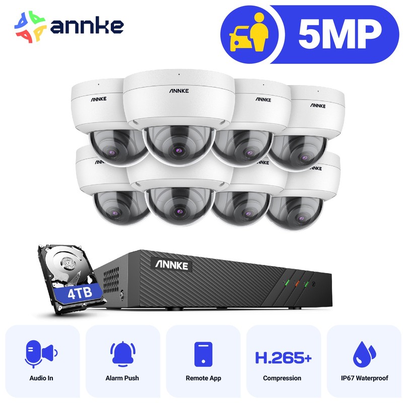 ANNKE 8CH 8MP NVR 5MP POE Security Camera System Audio Recording AI Detection