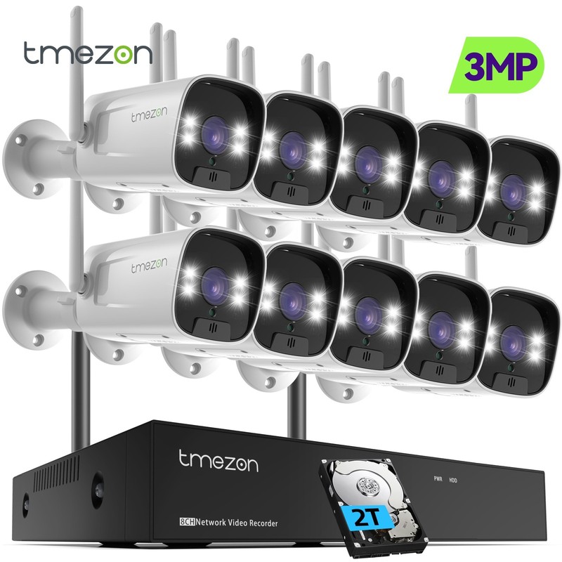 TMEZON Wireless 8MP Security IP Camera System 10CH NVR WIFI AI Two Way Audio Lot gallery