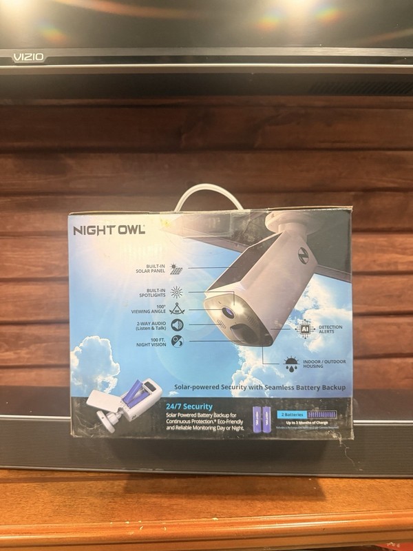 Night Owl 2K 64GB Hub Recorder Security System w/ 3 Battery Solar Cameras