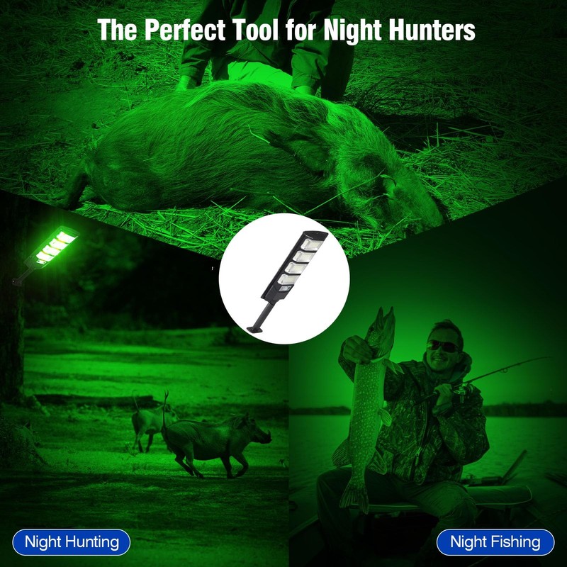 Hog Lights for Night Hunting, 12000LM Solar Green Hunting Light 1 Pack, Black gallery