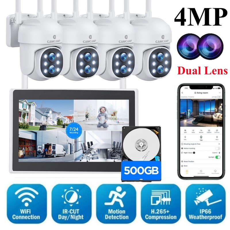 Wireless CCTV Camera System with Monitor NVR 4MP WiFi Security Cameras Outdoor