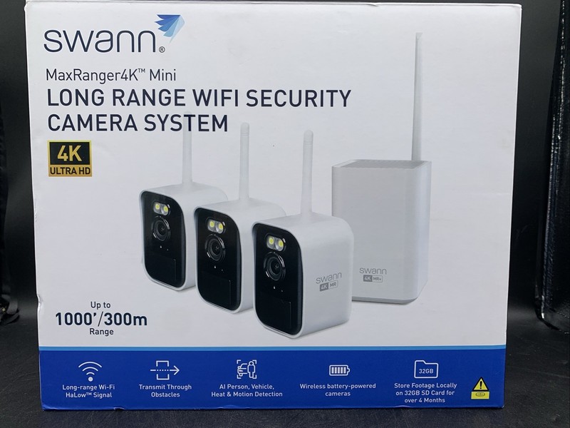 SEALED - Swann MaxRanger 4K Mini Long Range WIFI Security Camera System