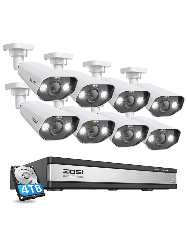 ZOSI 4K 16CH H.265+NVR 8MP HD POE Outdoor Security Camera System 4TB IP Network gallery