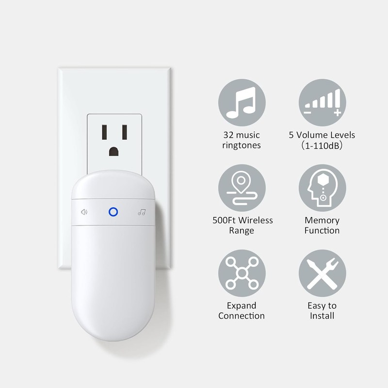 Wireless Motion Sensor Doorbell -Indoor 1 Receiver 1 Sensor, White gallery