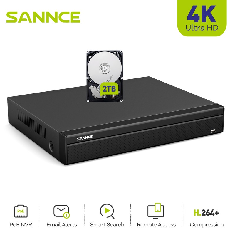 SANNCE Ultra HD 4K POE IP Security 16CH 8MP NVR Video Recorder For Camera System