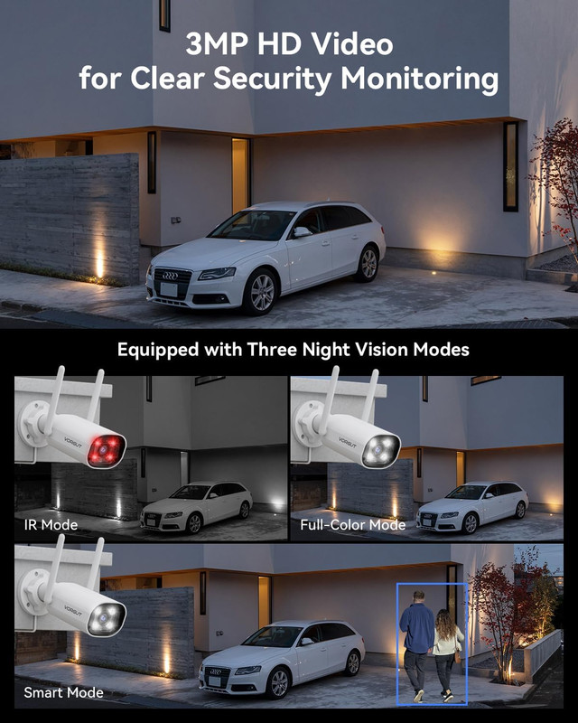 Wireless Security Camera System with 10" LCD Monitor, 2PCS 3MP Bullet Outdoor Ca gallery