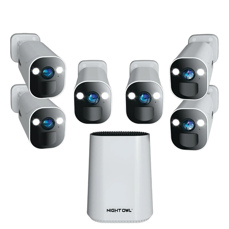 Night Owl 8 Channel 6 Camera Indoor Outdoor Wire Free 2K 64GB Security System