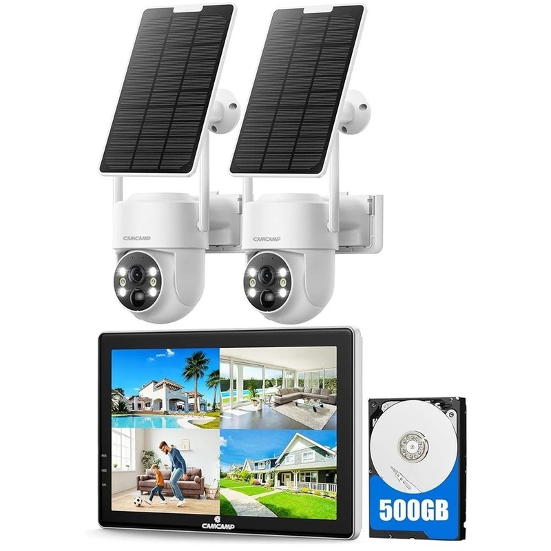 Wireless Security Camera System Solar Powered WiFi CCTV Home Monitor NVR 500GB