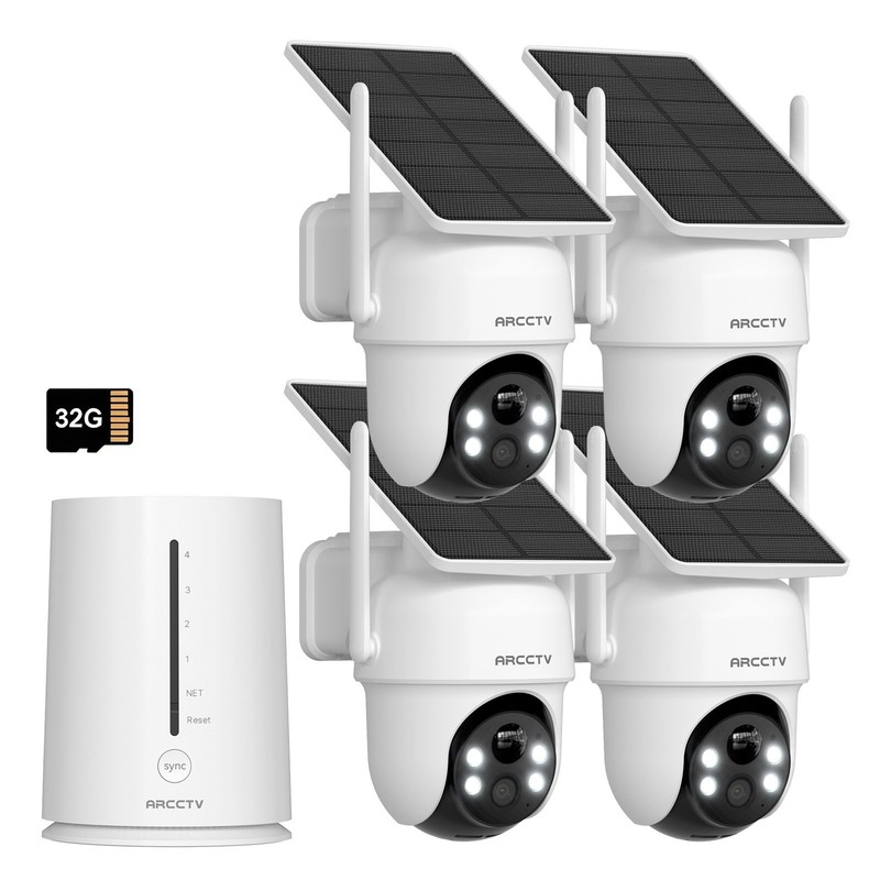ARCCTV Wireless Security Camera System Outdoor WiFi Audio Solar Battery Powered