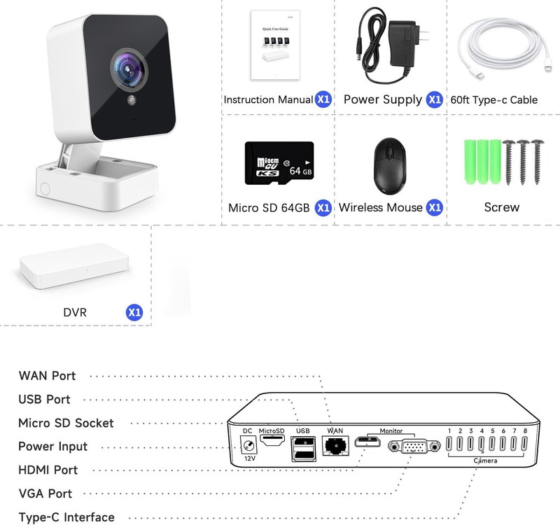 XVIM 1080P Security Camera System Outdoor 8CH H.265+ DVR CCTV SD/Cloud Recorder gallery