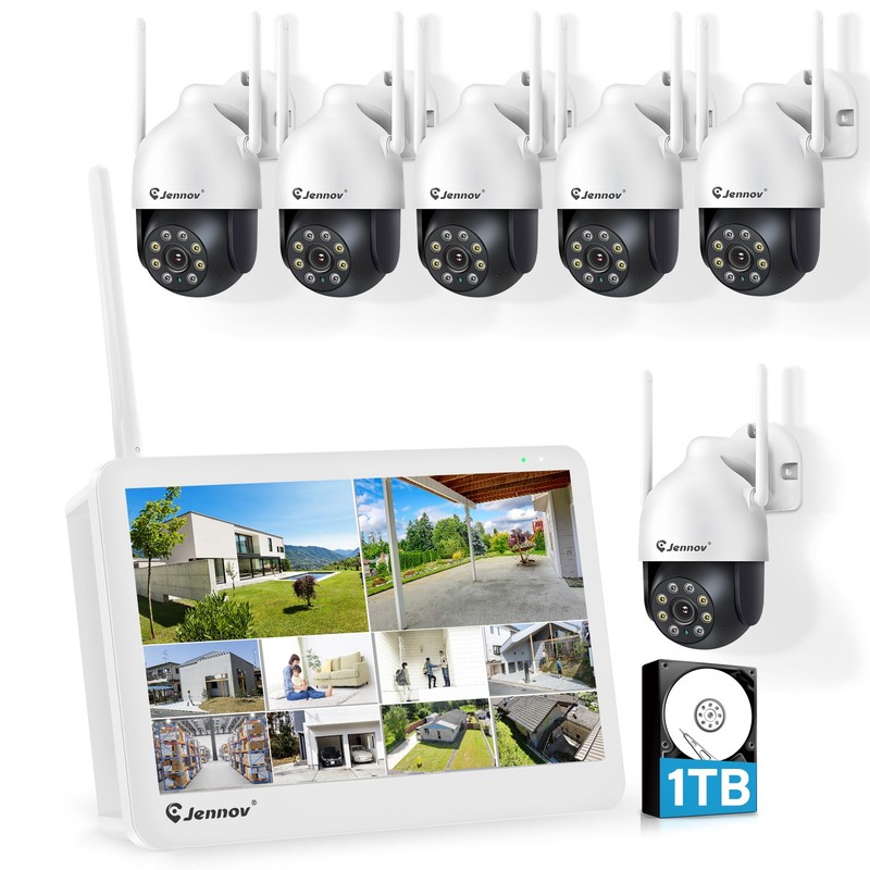 JENNOV Wireless WiFi CCTV IP Security Camera System 2-Way Audio 10CH 5MP NVR