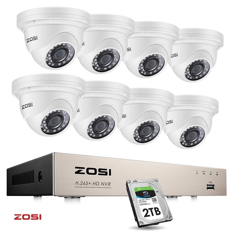 ZOSI 5MP HD 8CH POE Security Camera System Automatic Motion Tracking 2TB NVR